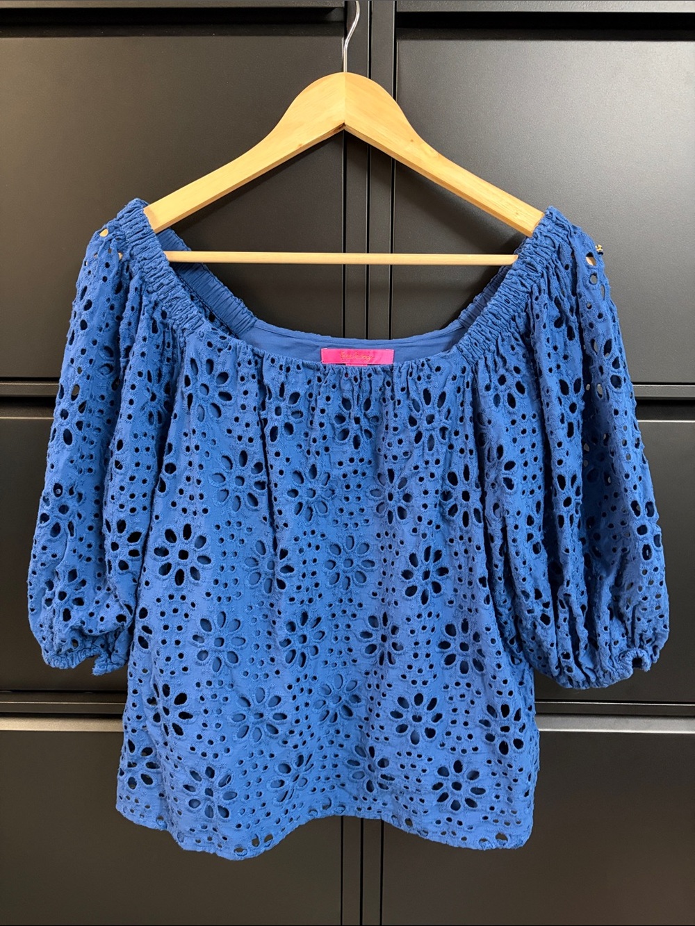 Lilly Pulitzer Royal Blue Eyelet Off-Shoulder Blouse